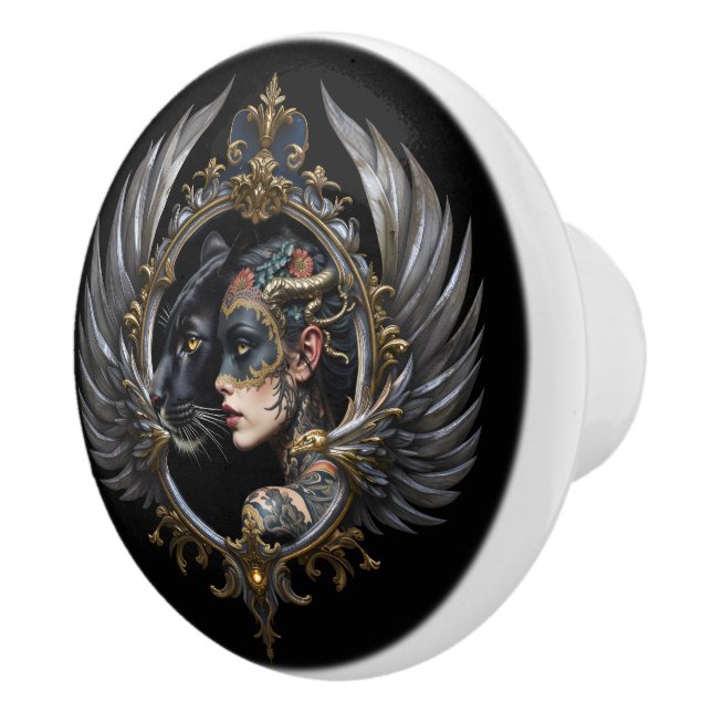 Pomo De Cerámica Shadow Queen – Emblema del Espíritu Pantera.  (Derecha)