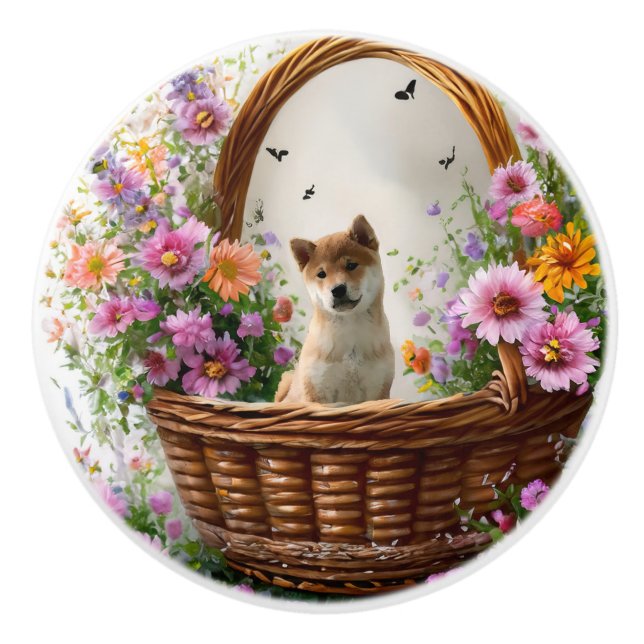 Pomo De Cerámica Shiba Inu Puppy (Anverso)