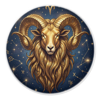 Pomo De Cerámica Signo del Zodiaco Aries Astrología