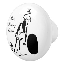 Pomo De Cerámica Silhouette Cowgirl Barrel Carreras