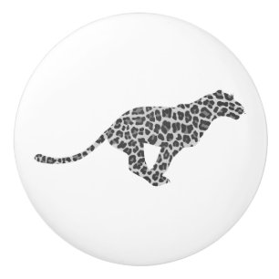 Pomo De Cerámica Silhouette de Gris y Gris claro Leopardo