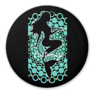 Pomo De Cerámica Silhouette de sirena en burbujas Thunder_Cove