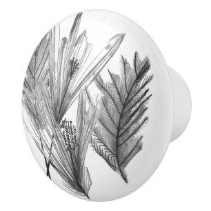 Pomo De Cerámica Silhouette floral - Gris