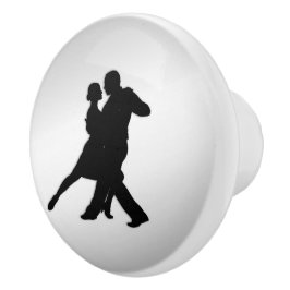 Pomo De Cerámica Silueta de bailarines de tango 2 plata