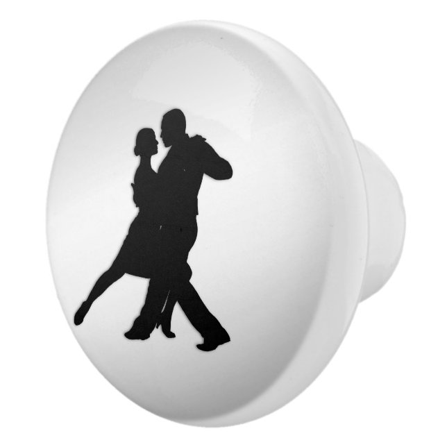 Pomo De Cerámica Silueta de bailarines de tango 2 plata (Derecha)