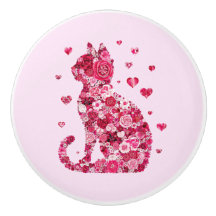 Silueta de gato floral ArtFaux tela envuelta