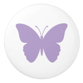 Pomo De Cerámica Silueta de Mariposa Lavanda, Color Personalizado