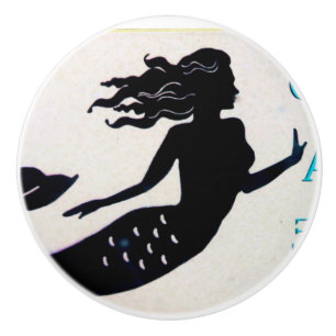 Pomo De Cerámica Silueta negra Thunder_Cove de la sirena
