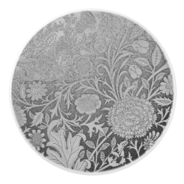 Pomo De Cerámica Silver, William Morris, rediseñado, floral, patrón (Anverso)