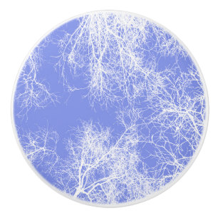 Pomo De Cerámica Silvicultores azules y blancos