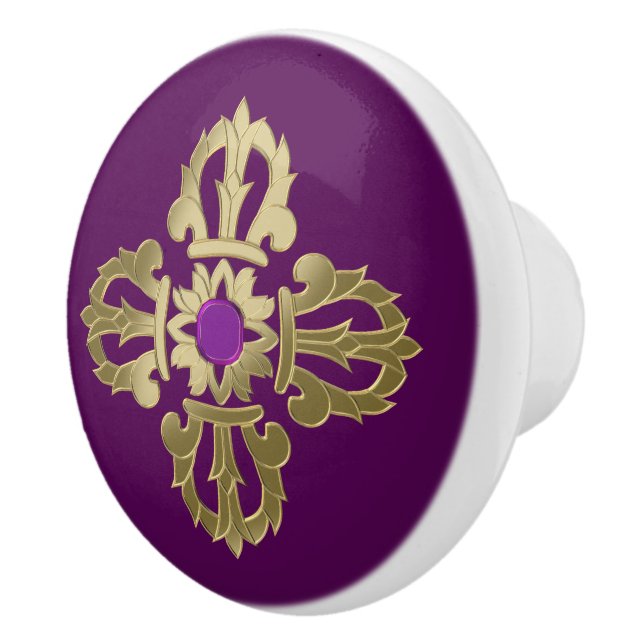 Pomo De Cerámica Símbolo budista dorado de Vajra (Derecha)