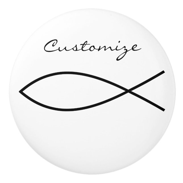 Pomo De Cerámica Símbolo cristiano de pescado Ichthys Thunder_Cove (Anverso)