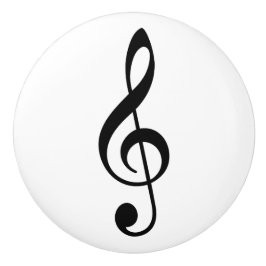 Pomo De Cerámica Símbolo de notación musical de clave de sol negra