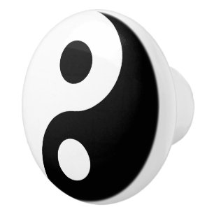 Pomo De Cerámica Símbolo Yin y Yang blanco y negro