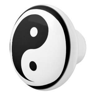Pomo De Cerámica Símbolo Yin Yang - diseño de tatuaje sólido 2