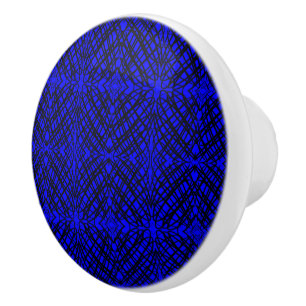 Pomo De Cerámica Simple Garabato Baldosas Espejo Azul