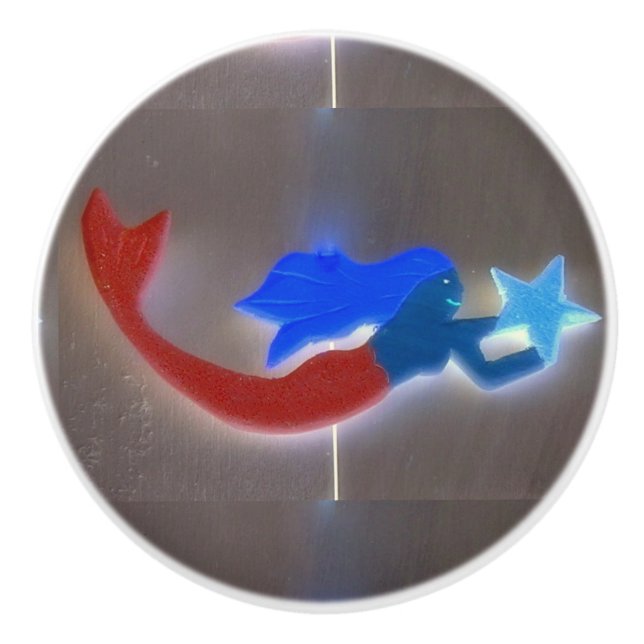 Pomo De Cerámica sirena de pelo azul (Anverso)