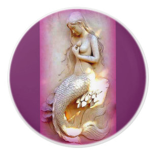 Pomo De Cerámica sirena de piedra que se sienta