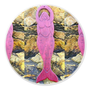 Pomo De Cerámica sirena morada