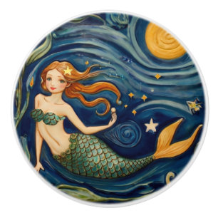 Pomo De Cerámica Sirena Natación Submarina Océano Índico