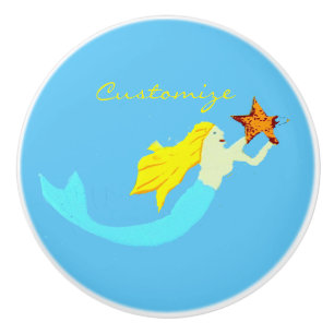 Pomo De Cerámica Sirena rubia con Star Thunder_Cove