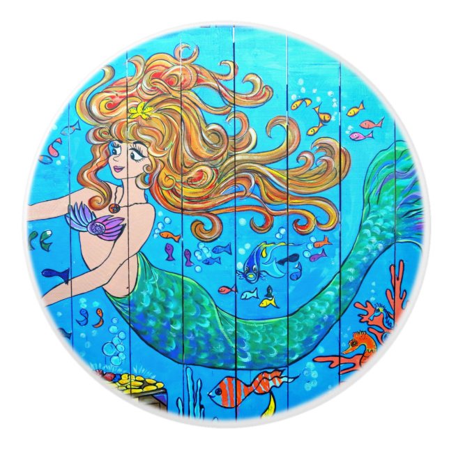 Pomo De Cerámica sirena salvaje-haired (Anverso)