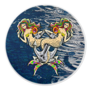 Pomo De Cerámica Sirenas aferradas - Diseño Náutico para los amante
