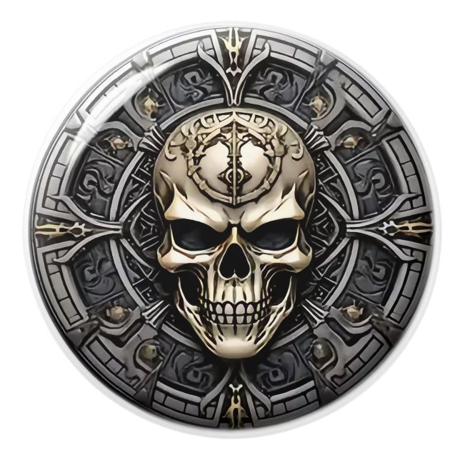Pomo De Cerámica Skull Shield Design Gothic (Anverso)