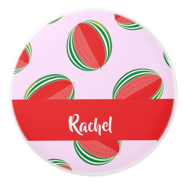 Pomo De Cerámica Sliced watermelon pattern on pink (Anverso)