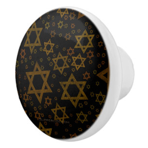 Pomo De Cerámica SlipperyJoe's estrella de David temática de Hanukk