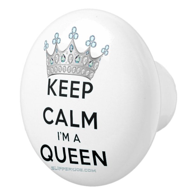 Pomo De Cerámica SlipperyJoe's Keep Calm Queen Royal Crown jewels a (Derecha)