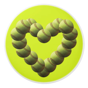 Pomo De Cerámica Softball multi del amarillo de la bola del corazó
