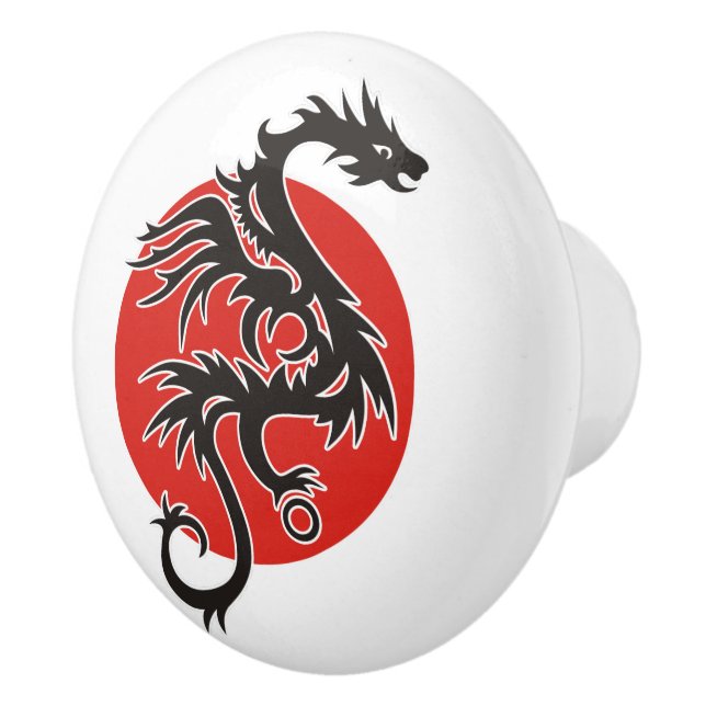 Pomo De Cerámica Sol Dragón - negro rojo blanco + tus ideas (Derecha)