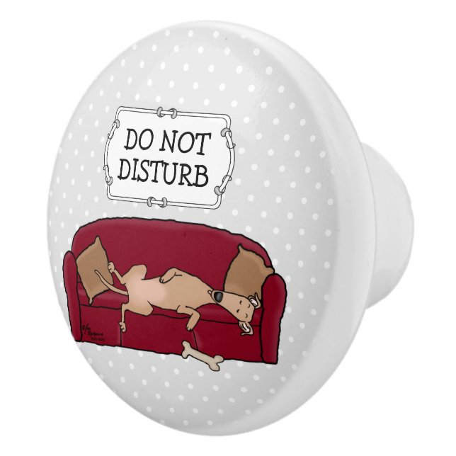 Pomo De Cerámica Sombrero Greyhound (flautista) Perro Lazy Sleeping (Derecha)