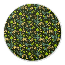 Pomo De Cerámica Sophisticated blue & beige floral pattern design 