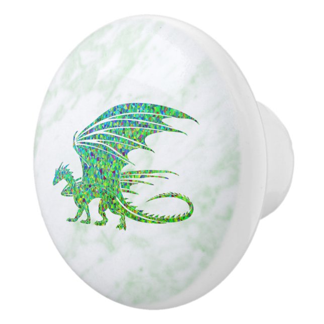 Pomo De Cerámica Sorprendente Dragón Verde Mosaico Personal (Derecha)