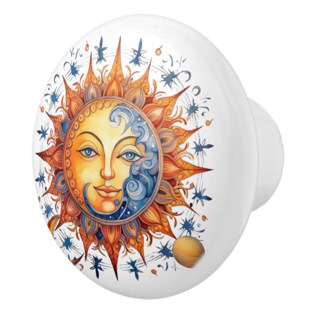 Pomo De Cerámica Spacecore Sun Moon Face (Derecha)