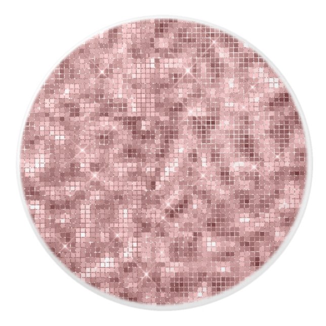Pomo De Cerámica Sparkle Girly Rosa Gold Pink Luxury (Anverso)
