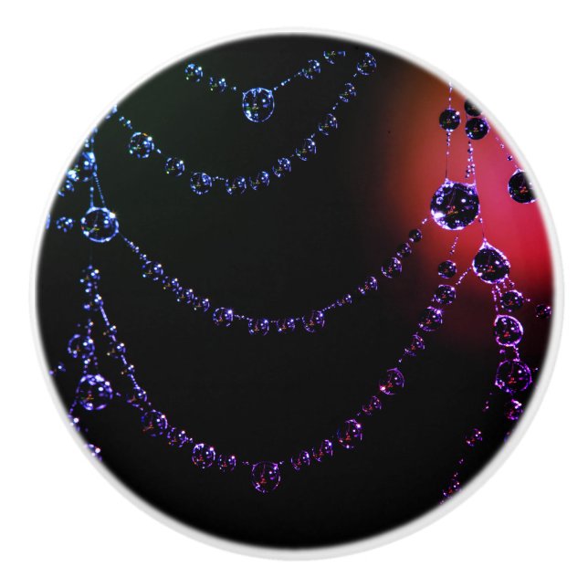 Pomo De Cerámica Spiderweb jewel negro púrpura cerámica púrpura (Anverso)