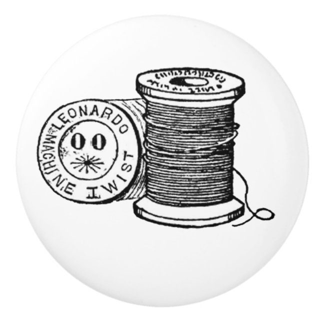 Pomo De Cerámica Spool de hilo de vintage (Anverso)