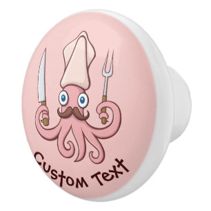 Pomo De Cerámica Squid Chef Personalizado