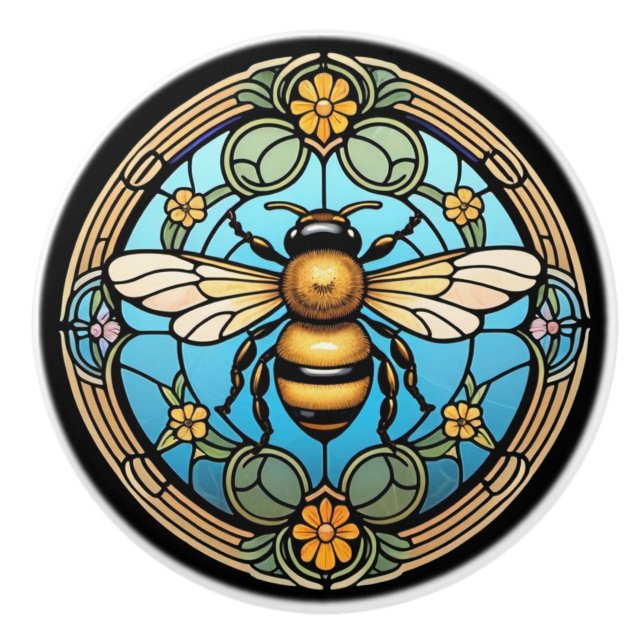 Pomo De Cerámica StainGlass Honeybee (Anverso)