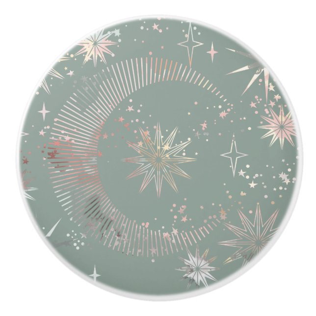 Pomo De Cerámica Starburst verde (Anverso)