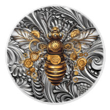 Steampunk Ceramic Bee Knob