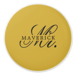 Pomo De Cerámica Stylish Mr. & Name Text Stylish