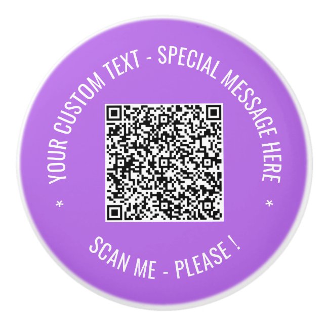 Pomo De Cerámica Su Personalizado de código QR Mensajes de texto y  (Anverso)