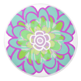 Pomo De Cerámica Suculento floreciente brillante