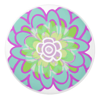 Pomo De Cerámica Suculento floreciente brillante