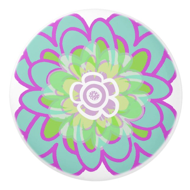 Pomo De Cerámica Suculento floreciente brillante (Anverso)