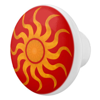 Pomo De Cerámica Sun Spicy Red Tile - Large